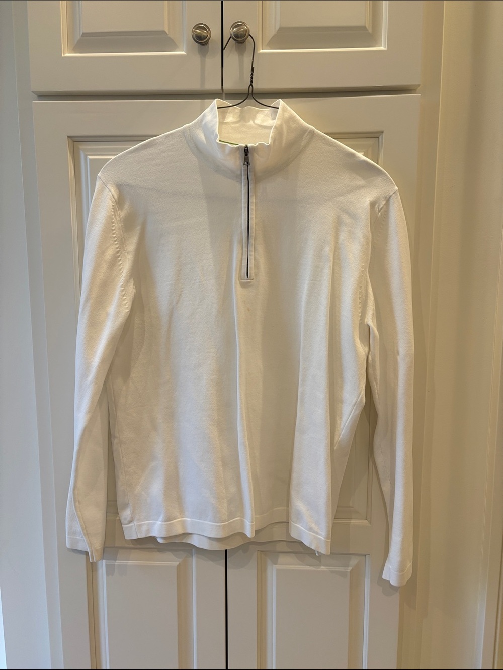 Banana Republic Men's White Half-Zip Mock Collar Sweater